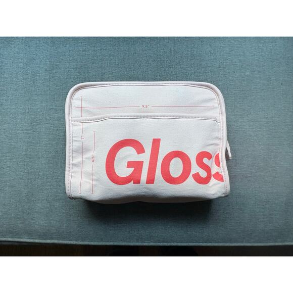 Glossier Pink Logo Makeup Beauty Clutch Bag 9 x 7 x 3 case - Picture 1 of 10